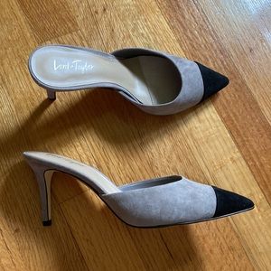 Lord & Taylor Black & Grey Suede Kitten Heels